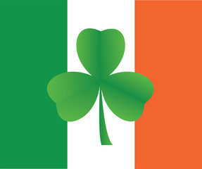 vector shamrock on Irish flag