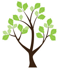 vector tree with green leaves