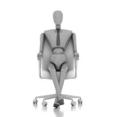 3d businessman doll is sitting on chair