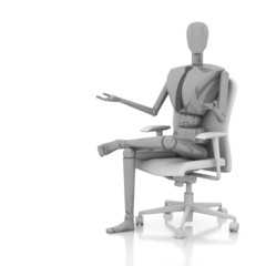 3d businessman doll is sitting on chair