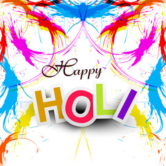Beautiful Indian festival grunge colorful Happy Holi colors spla