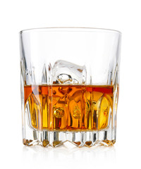 Glass of whiskey and ice isolated on white background - 62248900