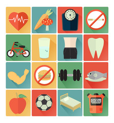 flat icons health set