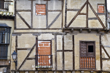 ancient house facade, toledo city, spain