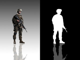 U.S. marine. American soldier. Isolated. With alpha channel.