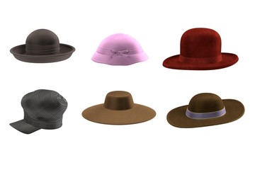 realistic 3d render of hat set