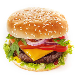 Cheeseburger made of meat patty topped with cheese