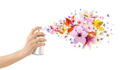 Flower-scented room sprays and flowers from inside