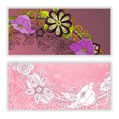 Unique pattern card set with art flowers.