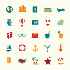 Set of flat style travel icons