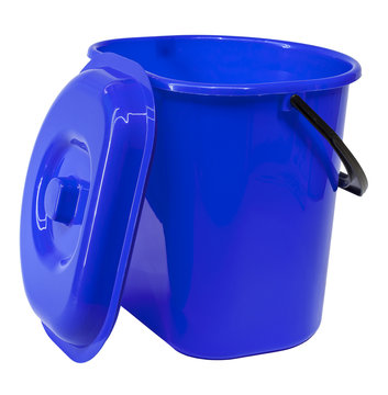 Blue Plastic Bucket With A Lid