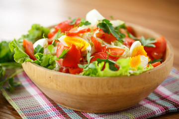 fresh salad with cabbage and red fish