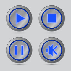 Blue color media player button
