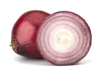 Red onion isolated on white background