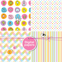 Easter cute seamless patterns