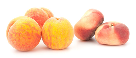 Ripe peach fruit isolated on white background