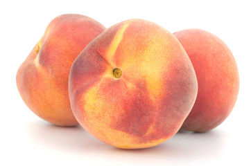 Ripe peach fruit isolated on white background