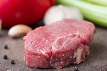 Raw beef steak, cooking delicious dinner