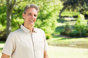 Happy man in park