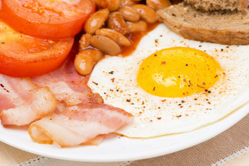 Traditional English breakfast, close-up