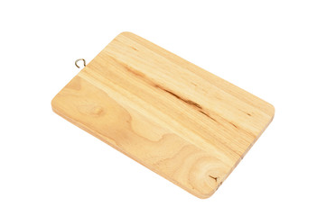 Wooden cutting board isolated on white background