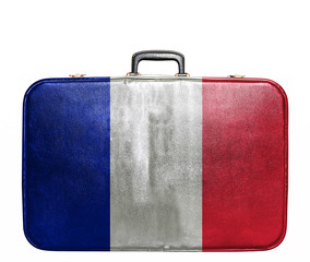 Vintage travel bag with flag of France