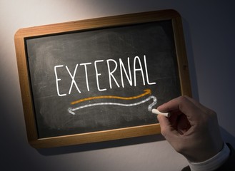 Hand writing External on chalkboard