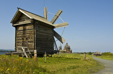 Wooden windmill and churches, Kizhi