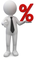 Männchen mit rotes Prozentsymbol