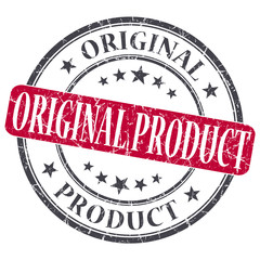 Original Product red grunge round stamp on white background