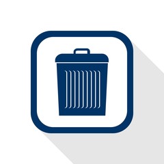 square blue icon delete with long shadow