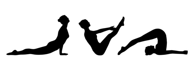 woman practicing yoga silhouettes set 4