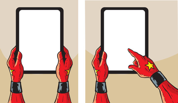 Super Hero with tablet