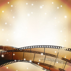 cinema background with retro filmstrip and stars