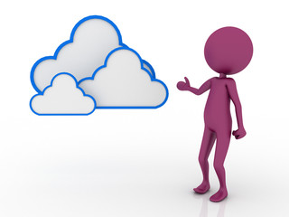 3d character graphic depicting with cloud computing concept
