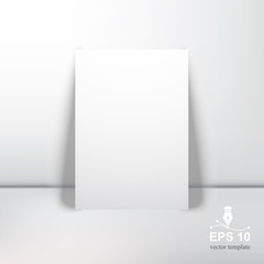 Vector card template. A white sheet (A4) of paper against the wa