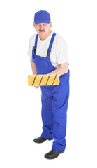 House painter over white