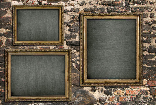 Triptych with empty canvas