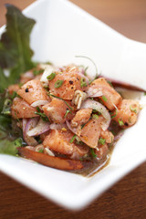 spicy salmon salad in thailand