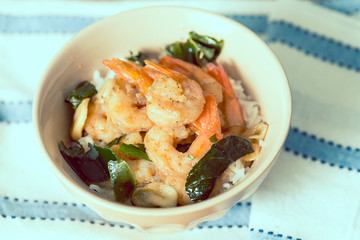 delicious asian fried shrimp and rice