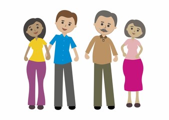 Young and old couple