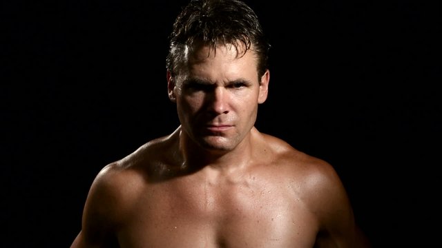 Intense muscular man