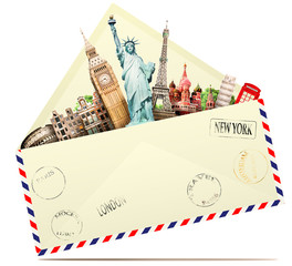 Travel in the envelope, the letter to the tourist attractions