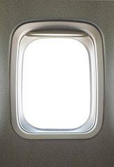 Empty airplane glass window