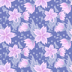 Fototapeta na wymiar Seamless floral pattern on purple