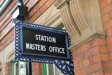 A Vintage Railway Station Masters Office Sign.