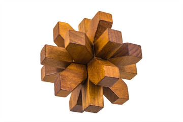 Wooden assembled flower shaped puzzle game