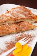 apple strudel with  ice cream
