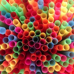 Foto op Canvas colors of top view straws © sorayut
