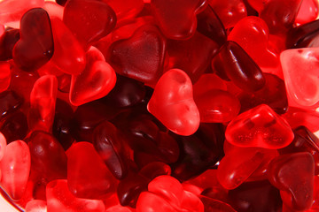 red jelly candy hearts